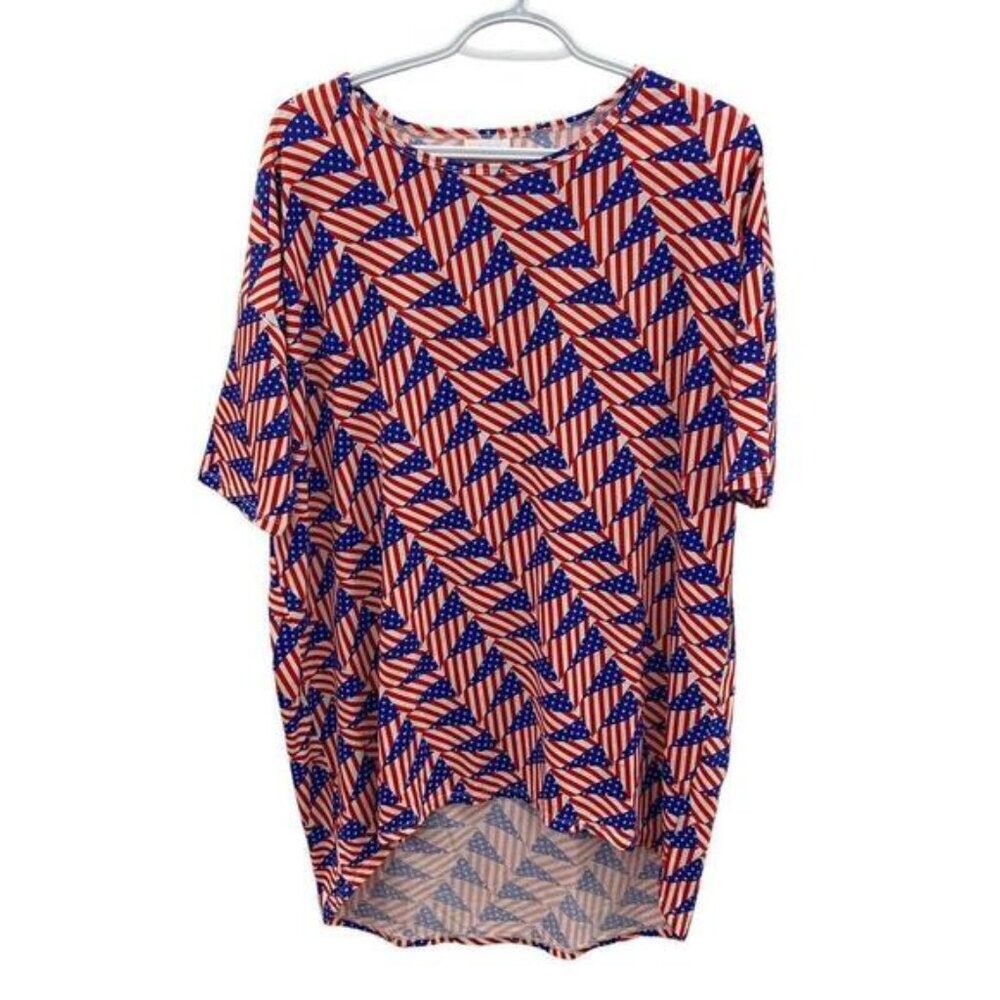NWT LuLaRoe Irma Tunic Shirt Top Size S Multicolor Patriotic American Pattern‌‌